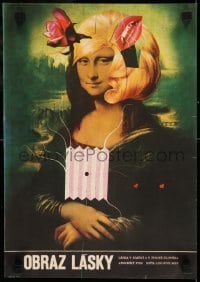 6y243 IMAGE OF LOVE Czech 11x16 '66 Louis Clyde Stoumen, wild Vyletal art of Mona Lisa!