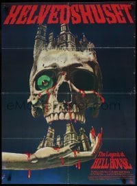 6y355 LEGEND OF HELL HOUSE Danish '73 great skull & haunted house dripping with blood art by B.T.!