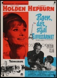 6y361 PARIS WHEN IT SIZZLES Danish '64 close-up of pretty Audrey Hepburn & William Holden!