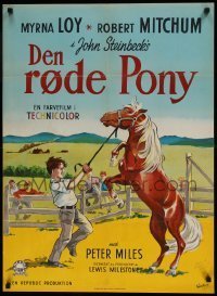 6y363 RED PONY Danish '52 Robert Mitchum is Myrna Loy's ranch hand, written by John Steinbeck!