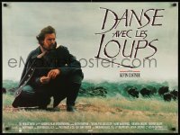 6y732 DANCES WITH WOLVES French 24x32 '91 cool different image of Kevin Costner & buffalo!
