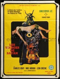 6y735 DEVIL'S BRIDE French 24x32 '68 wild art, beauty of woman & the demon of darkness!