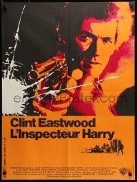 6y736 DIRTY HARRY French 23x31 '72 cool art of Clint Eastwood w/gun, Don Siegel crime classic!