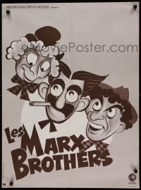 6y749 LES MARX BROTHERS black title style French '70s Hirschfeld-like art, Groucho, Chico, Harpo!