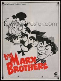6y750 LES MARX BROTHERS red title style French 24x31 '70s Hirschfeld-like art, Groucho, Chico, Harpo