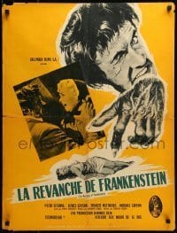 6y759 REVENGE OF FRANKENSTEIN French 23x30 '58 Peter Cushing, Eunice Gayson, cool art of monster!
