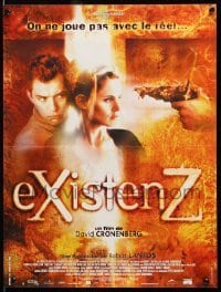 6y791 EXISTENZ French 16x21 '99 David Cronenberg, cool image of Jennifer Jason Leigh & Jude Law!
