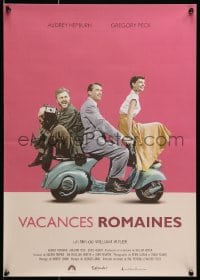 6y823 ROMAN HOLIDAY French 17x23 R13 Audrey Hepburn & Gregory Peck, Albert riding on Vespa!