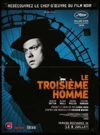 6y827 THIRD MAN French 15x21 R15 different c/u of Orson Welles with gun by Ferris wheel, classic!