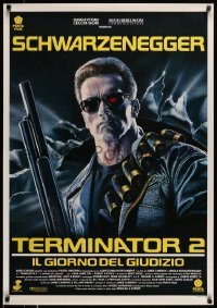 6y443 TERMINATOR 2 Italian 1sh '91 different art of cyborg Arnold Schwarzenegger by Casaro!