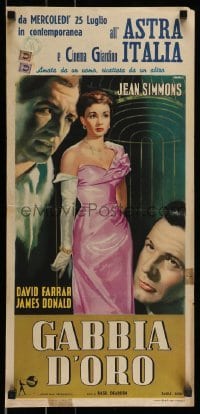 6y458 CAGE OF GOLD Italian locandina '51 Jean Simmons is blackmailed & accused of bigamy!