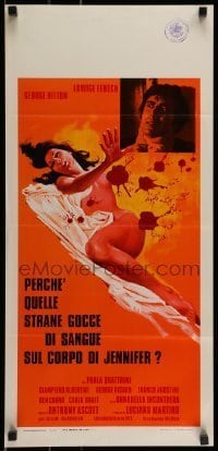 6y461 CASE OF THE BLOODY IRIS Italian locandina '72 artwork of naked Edwige Fench covered in blood