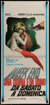6y514 WEEK END Italian locandina '68 Jean-Luc Godard, different art of sexy Mireille Darc!