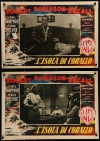 6y449 KEY LARGO set of 2 Italian 13x19 pbustas '48 Humphrey Bogart, Bacall, G. Robinson, Barrymore!
