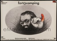 6y966 FORTE CAMPING Polish 26x36 '78 artwork of guy with red finger by Eugeniusz Get Stankiewicz!