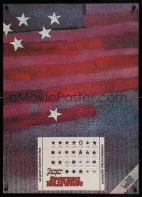 6y983 OPOWIESCI HOLLYWOODU Polish 27x37 '85 completely different artwork of American flag!