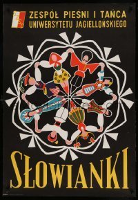 6y992 SLOWIANKI stage play Polish 27x39 '79 cool artwork of different people holding hands!