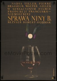 6y903 NINA B. AFFAIR 2-sided Polish 23x33 '63 Robert Siodmak's L'affaire Nina B.