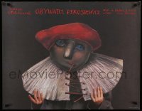 6y905 OBYWATEL PEKOSIEWICZ stage play Polish 26x34 '89 creepy Stasys artwork of mask!