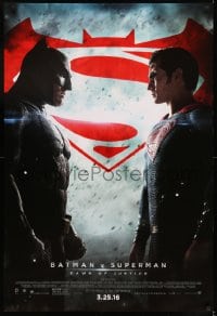 6z118 BATMAN V SUPERMAN advance DS 1sh 2016 Ben Affleck and Henry Cavill in title roles facing off!