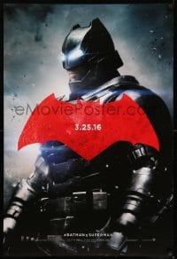 6z122 BATMAN V SUPERMAN teaser DS 1sh 2016 cool image of armored Ben Affleck in title role!