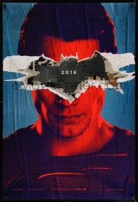 6z121 BATMAN V SUPERMAN teaser DS 1sh 2016 cool close up of Henry Cavill in title role under symbol!