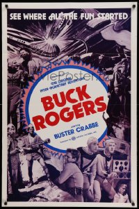 6z169 BUCK ROGERS 1sh R1966 Buster Crabbe sci-fi serial, see where all the fun started!