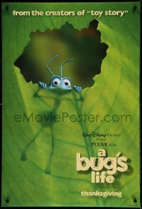 6z170 BUG'S LIFE advance DS 1sh 1998 Thanksgiving style, Disney, Pixar, ant peeking through leaf
