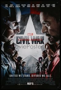 6z177 CAPTAIN AMERICA: CIVIL WAR advance DS 1sh 2016 Marvel Comics, Chris Evans, Robert Downey Jr.!
