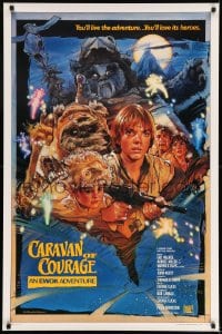 6z020 CARAVAN OF COURAGE style B int'l 1sh 1984 An Ewok Adventure, Star Wars, art by Kazuhiko Sano!