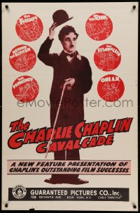 6z191 CHARLIE CHAPLIN CAVALCADE 1sh R1940s The Fireman, Behind the Screen, cool art of Chaplin!