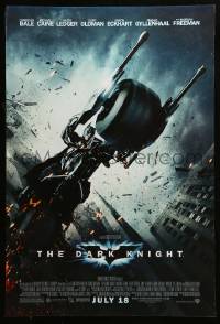 6z239 DARK KNIGHT advance DS 1sh 2008 cool image of Christian Bale as Batman on Batpod bat bike!