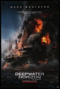 6z257 DEEPWATER HORIZON teaser DS 1sh 2016 great close-up of burning oil rig collapsing into Gulf!
