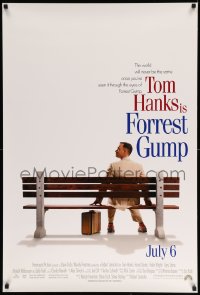 6z337 FORREST GUMP int'l advance 1sh 1994 image of Tom Hanks sitting on bench, Robert Zemeckis!