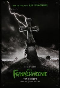 6z339 FRANKENWEENIE teaser DS 1sh 2012 Tim Burton, horror image of wacky graveyard!