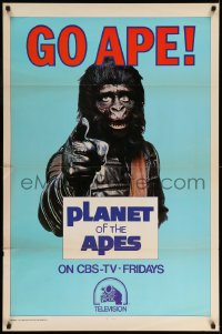 6z369 GO APE TV 1sh 1974 Planet of the Apes, wonderful Uncle Sam parody art!