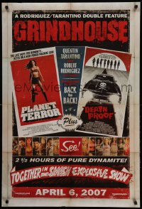 6z391 GRINDHOUSE recalled advance DS 1sh 2007 Rodriguez & Tarantino, Planet Terror & Death Proof!