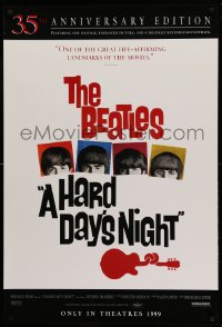 6z403 HARD DAY'S NIGHT advance 1sh R1999 great image of The Beatles, guitar art, rock & roll classic