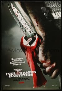 6z477 INGLOURIOUS BASTERDS teaser DS 1sh 2009 Quentin Tarantino, bloody knife through Nazi flag!