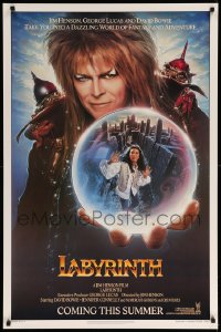 6z534 LABYRINTH teaser 1sh 1986 Jim Henson, Chroney art of Bowie & Connelly, glossy finish!