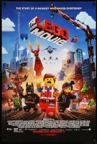 6z547 LEGO MOVIE advance DS 1sh 2014 the story of a nobody who saved everybody!