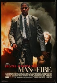 6z605 MAN ON FIRE style A revised int'l DS 1sh 2004 Christopher Walken, Denzel Washington & Fanning!