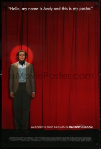 6z606 MAN ON THE MOON DS 1sh 1999 Milos Forman, great image of Jim Carrey as Andy Kaufman on stage