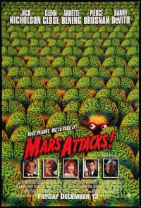 6z611 MARS ATTACKS! int'l advance 1sh 1996 directed by Tim Burton, image of wacky brainy aliens!