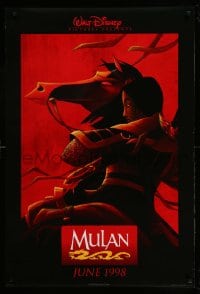 6z647 MULAN advance DS 1sh 1998 June 1998 style, Disney Ancient China cartoon, w/armor on horseback