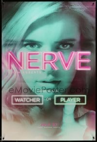 6z667 NERVE teaser DS 1sh 2016 are you a watcher or player, super close-up of sexy Emily Roberts!