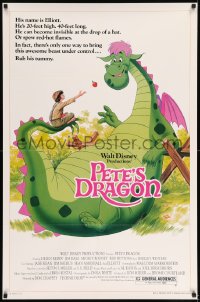 6z701 PETE'S DRAGON 1sh R1984 Walt Disney, colorful art of cast headshots & dragon by Paul Wenzel!