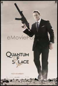 6z733 QUANTUM OF SOLACE teaser 1sh 2008 Daniel Craig as Bond with silenced H&K UMP submachine gun