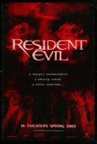 6z744 RESIDENT EVIL teaser DS 1sh 2002 Paul W.S. Anderson, Milla Jovovich,Michelle Rodriguez,zombies