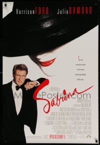 6z773 SABRINA advance DS 1sh 1995 suave Harrison Ford in tuxedo, sexy Julia Ormond in hat!